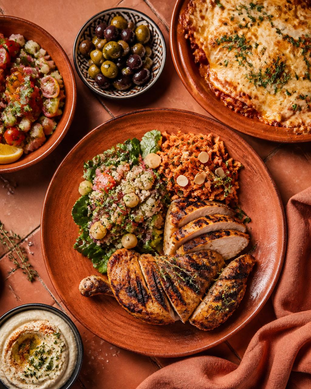 Plats chauds et salades marocaines